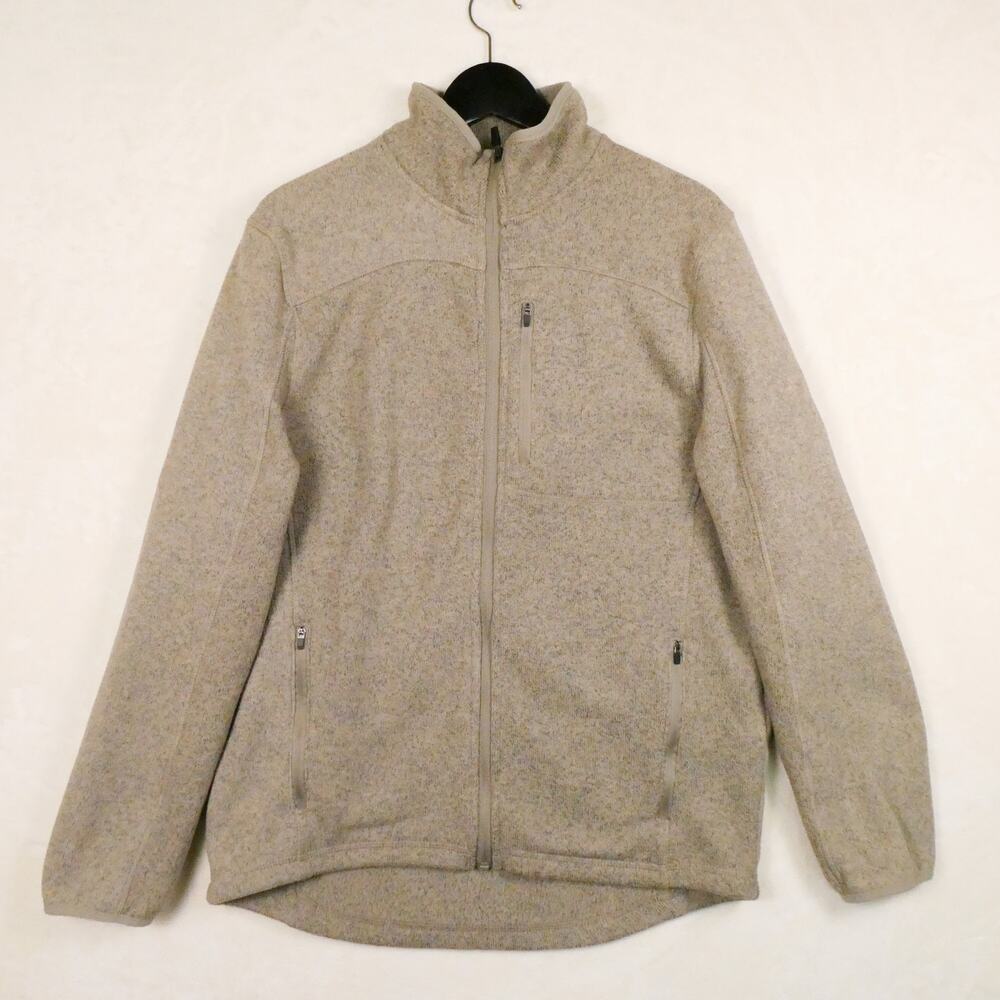 Iceburg Outerwear Heather Grey Green Full Zip Fleece Size L Gorpcore Granola PNW